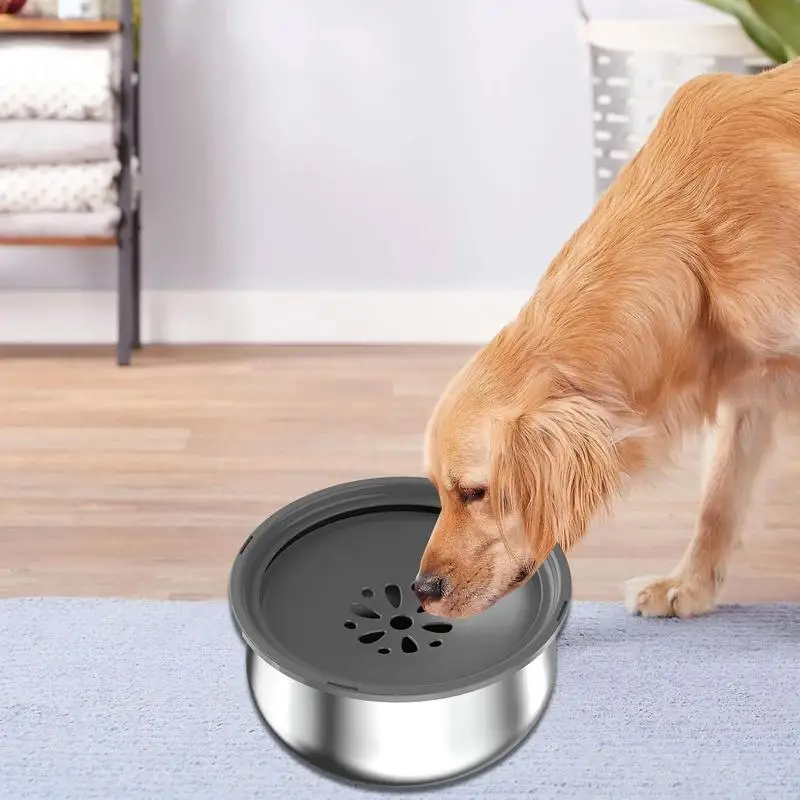 

Stainless Steel Floating Slow Water Feeder Dog Drinking Water Bowl Not Sprinkler Water Dispenser Portable Dog Bowl for cats