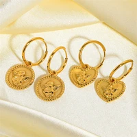 yw gairu cupid angel 18k gold plated 316l stainless steel drop earrings fashion women piercing jewelry trending products 2022