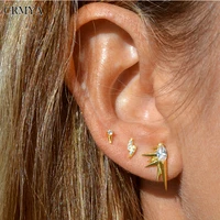 crmya gold silver plated piercing stud earrings for women cz zircon star women party wedding earrings 2022 jewelry wholesale