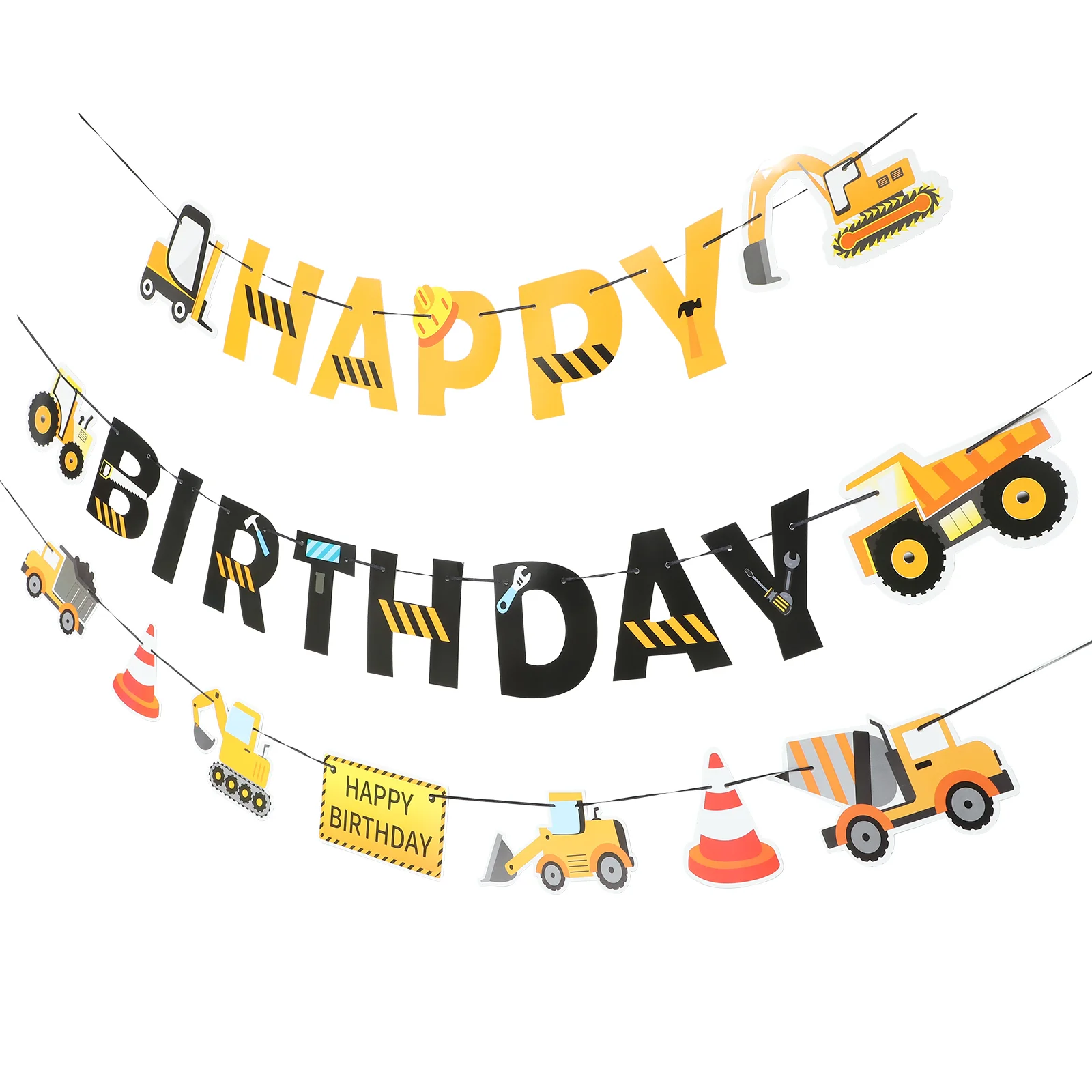 

2 Pcs Vehicle Theme Party Banner Ornament Garland Banner Birthday Architecture Kids Boy Birthday Banner