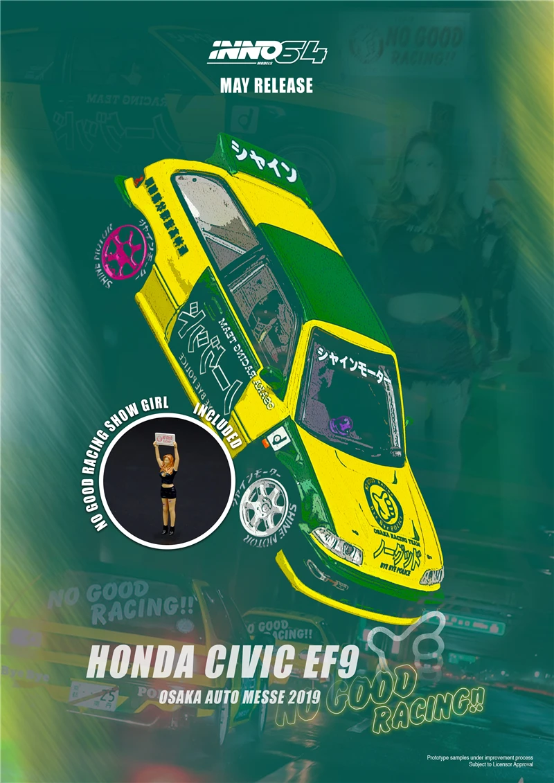 

INNO 1:64 HONDA CIVIC EF9 "NO GOOD RACING" OSAKA AUTO MESSE 2019 With Fugure Diecast Model Car