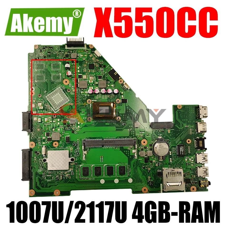 

X550CC Laptop motherboard for ASUS X550CA X550CL R510C Y581C X550C original mainboard 4GB-RAM 1007U/2117U CPU UMA