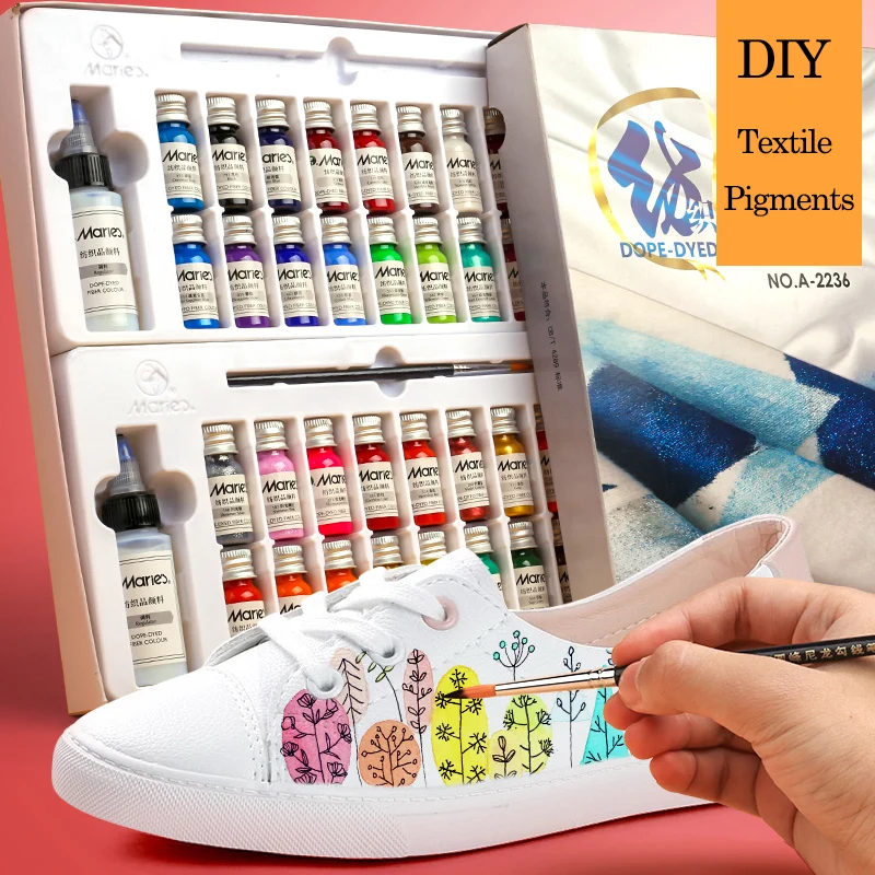 

Dope-Dyed Fiber Permanent Waterproof Fabric Paint Set 12/18/24/36 Colors 10ml Textile Acrylic Paints For DIY Clothes Canvas Bags
