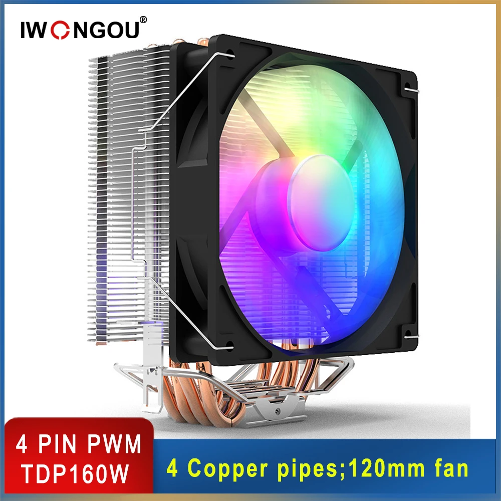 Кулер процессора для Lga 2011-V3/1366/1151/1700 AM4 AM3 4 тепловые трубки кулер ЦП 4-контактный