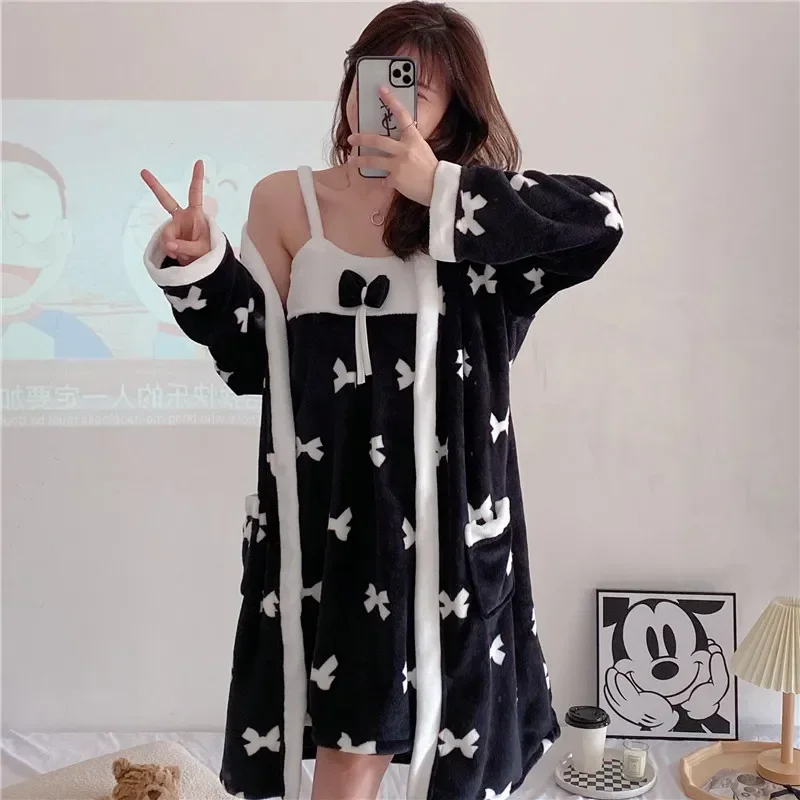 2 шт. Женские Фланелевые ночные рубашки-халаты