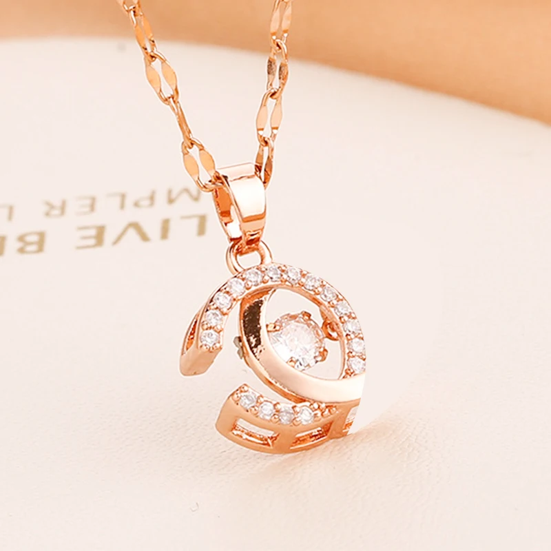 

Luxury Heart Key Mickey Necklace for Women Rose Gold Pendant Neck Chain Stainless Steel Jewelry Korean Fashion Choker Gift