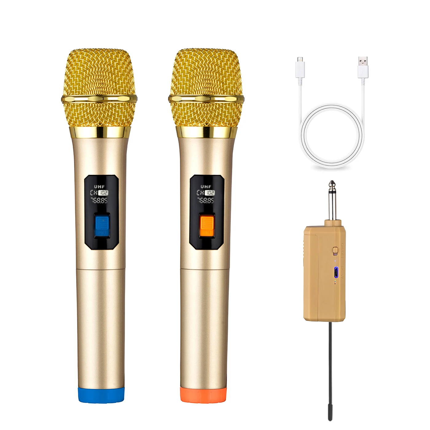 

Heikuding Wireless Microphone UHF Dual Cordless Dynamic Mic System with Rechargeable Receiver for karaoke Singing Dj Microphone