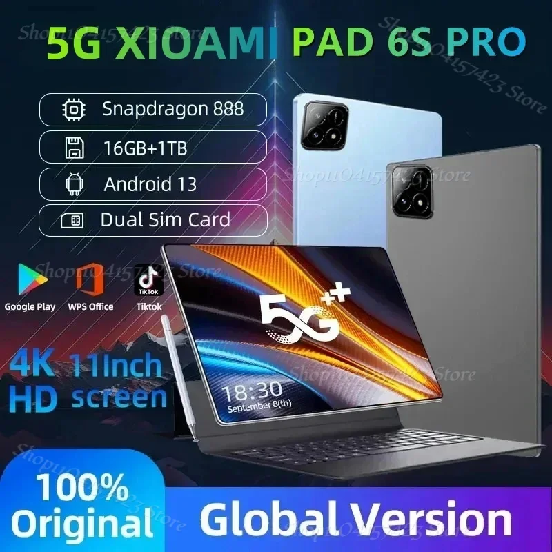 Фото 2024 Новая глобальная версия Xioa Pad 6S Pro Планшетный ПК Android 14 16 ГБ + 1 ТБ Snapdragon 888 11-дюймовый HD 4K 5G WIFI Bluetooth Mi Tablet №1