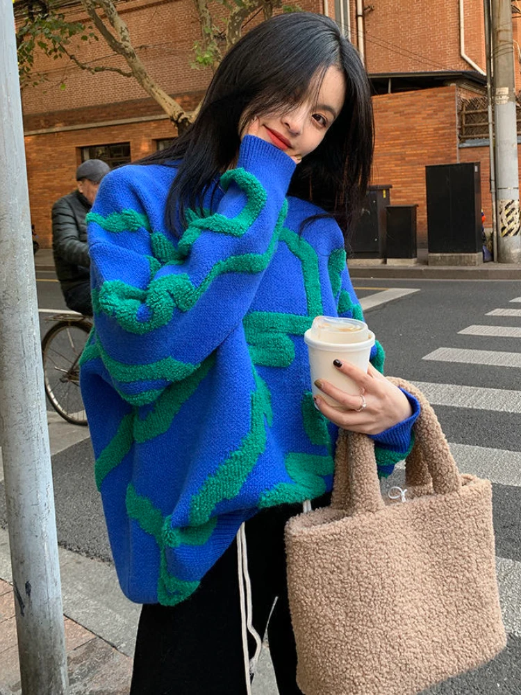 

Fashion Tops 2022 New Autumn Winter Korean Style Women Casual Loose O-neck Cartoon Pullover All-matched Long Sleeve Sweater