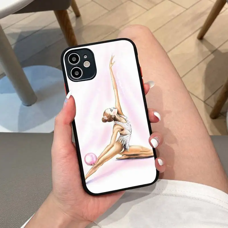 

Gymnastics water color Phone Case for iPhone 14 11 12 13 Mini Pro Max 8 7 Plus X XR XS MAX Translucent Matte Cover