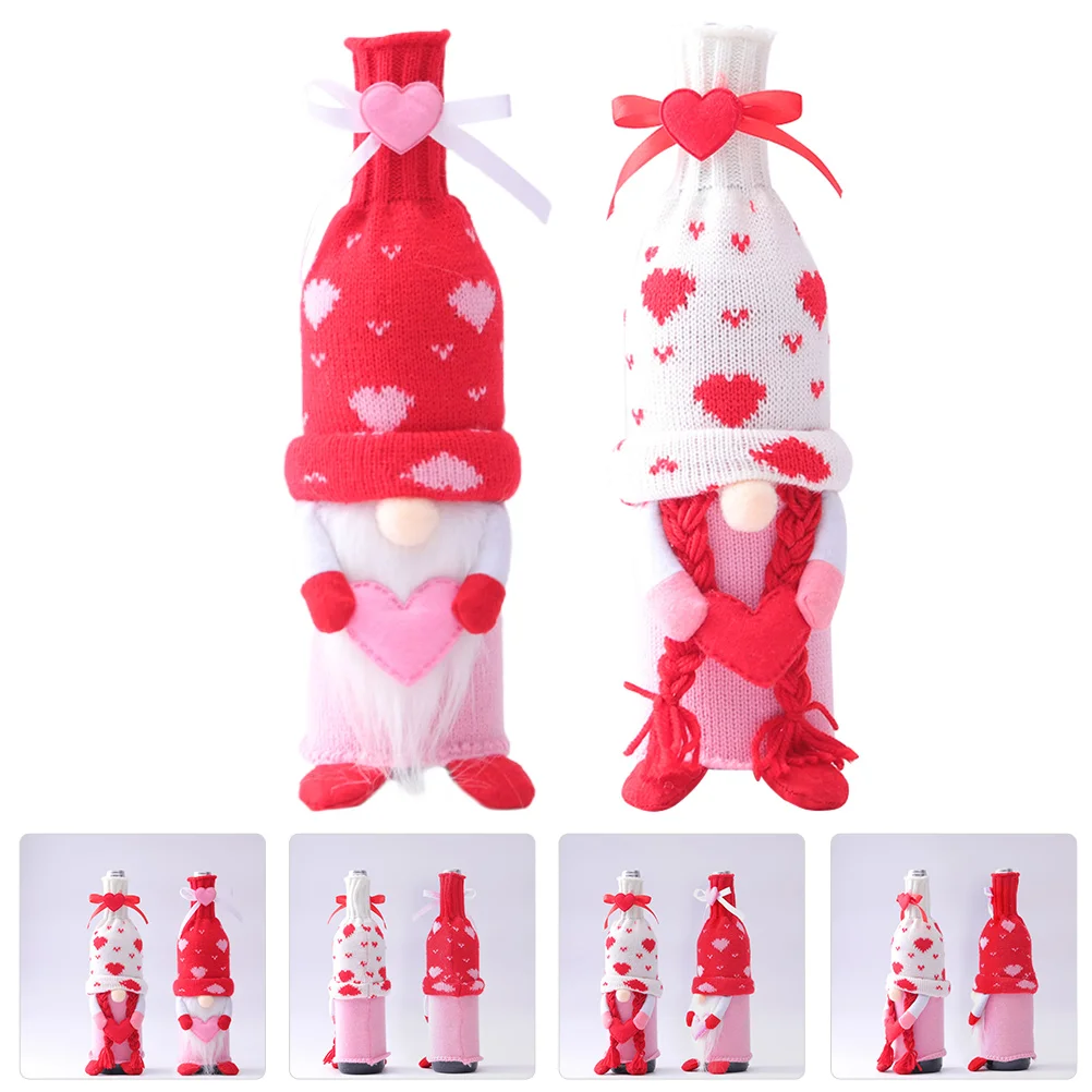 

2 Pcs Gnome Shape Design Bottle Covers Wedding Decor Champagne Bottle Cover Santa Claus Bottle Cover Desk Topper