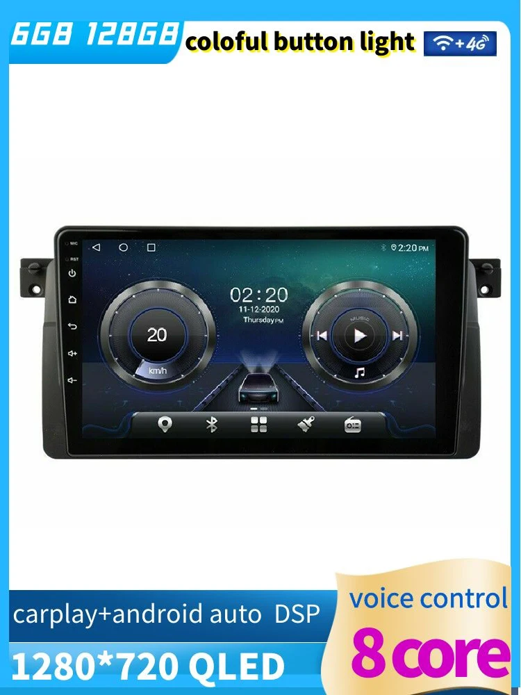 

Автомобильный монитор 9 "Octa Core Android 10, видеоплеер, навигация для BMW 3 серии E46 M3 1999-2005 с 4G/Wifi DVR OBD 1080p