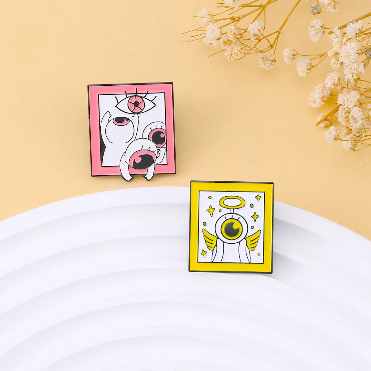 Готические броши с глазами ангела и демона большие красные глаза художественная