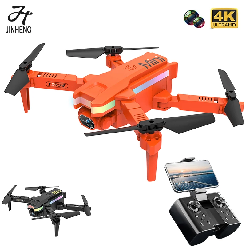 

JINHENG 2022 New XT8 Mini 4KHD Pixel Drone WIFI FPV Air Pressure Fixed Altitude LED Light RC Quadcopter Helicopter Gifts Boys