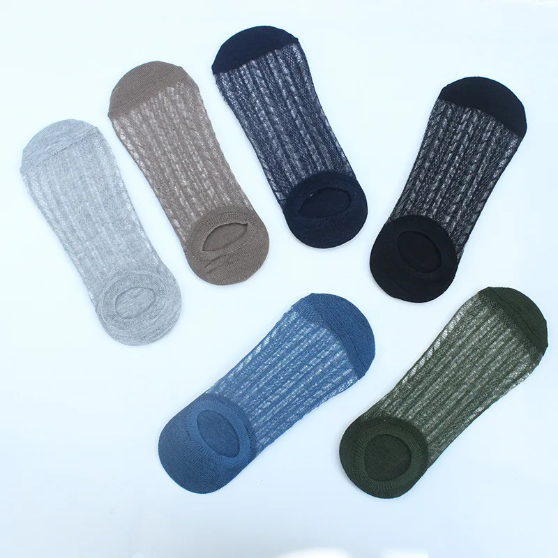 

Оптовая продажа 5 пар тонких летних однотонных дышащих и дезодорирующих сетчатых силиконовых нескользящих носков