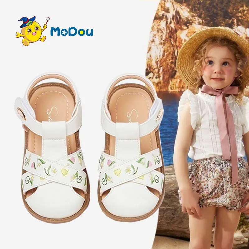 

Mo Dou 2023 Women's Children Sandals Soft Non Slip Sole Spring Summer Shoes Hook And Loop Design Rubber Leather Shoes Fashion