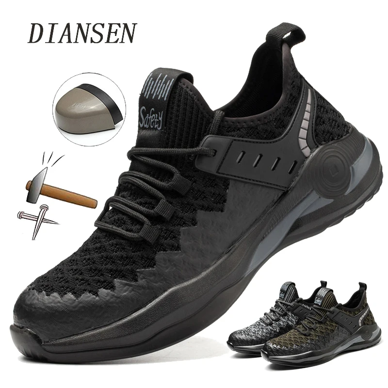 

Diansen Womens Safety Shoes Men's Lightweight Breathable Sneaker Steel Toe Safety Work Protection Shoes 50 Yards Sports Comfort