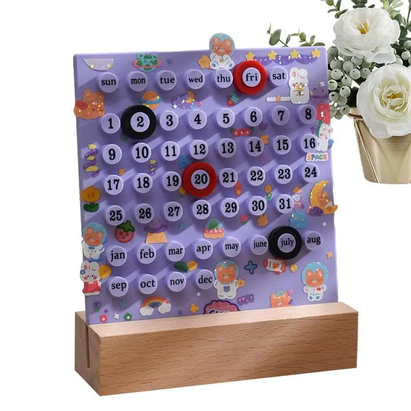 

Desk Calendar Creative Planner Calendar With Wooden Base Reusable Table Calendar Desk Accessories For Cafe Home Hotel Work