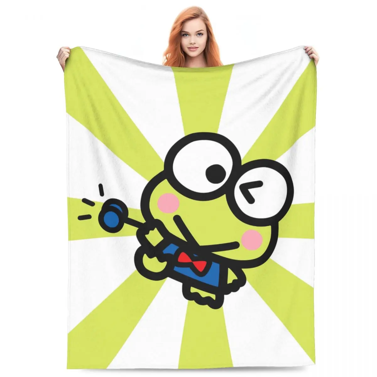 Теплое фланелевое одеяло с крупными глазами Keroppi покрывало для гостиной