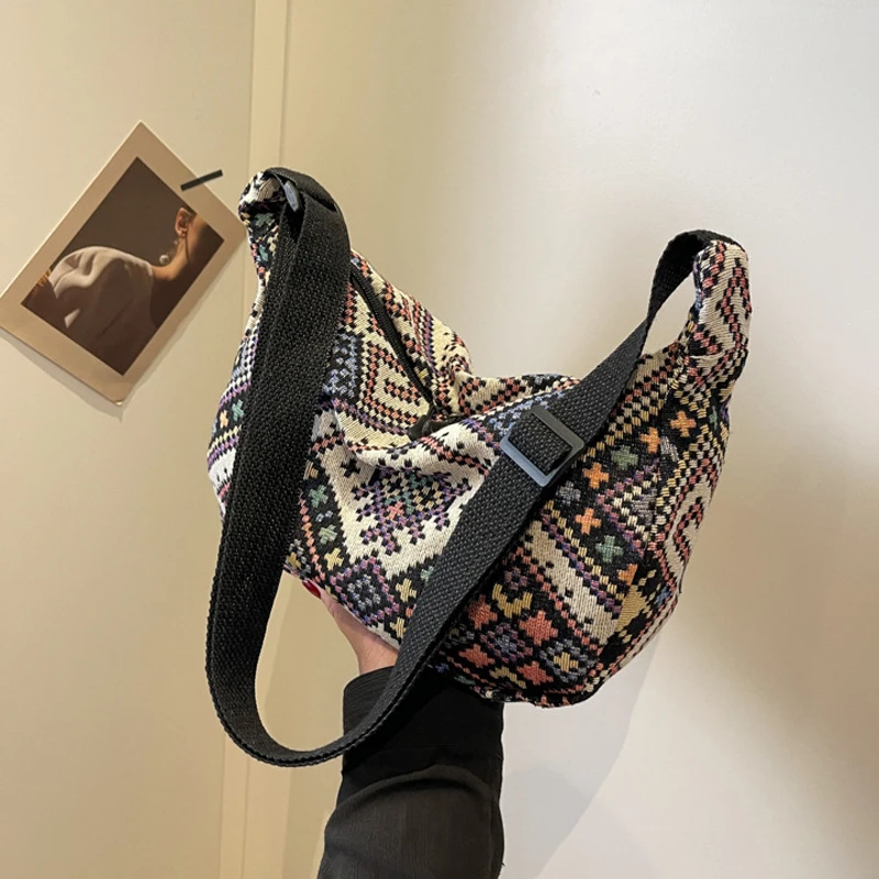 ISKYBOB Винтажная женская сумка на плечо трендовая ткань с принтом сумки-бродяги