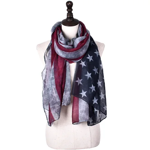 2017 международная торговля Ретро Звездные полосы шарф женский позиционирование американский флаг печатная модель оптовая продажа