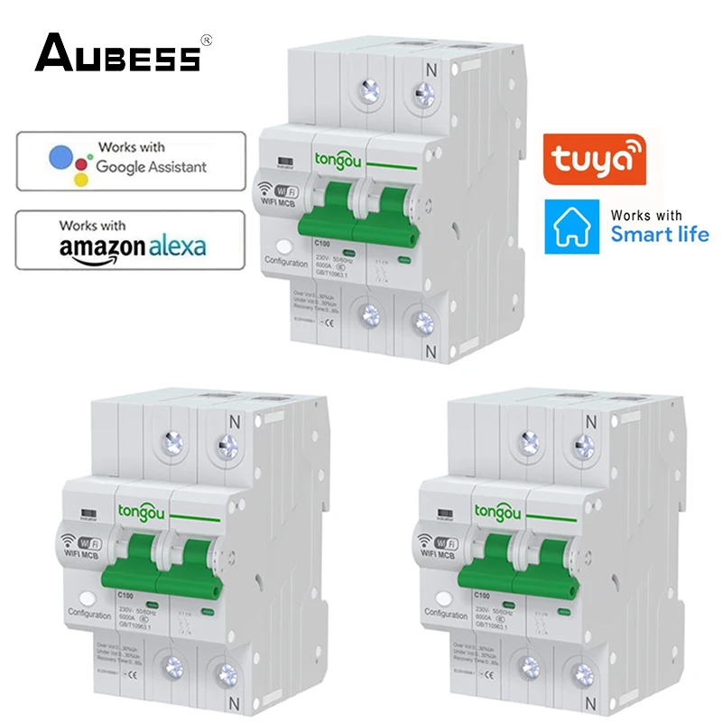 

New 1P/2P 1-125A DIN Rail WIFI Circuit Breaker Smart Switch Remote Control by Ewelink APP for Smart Home With Leakage Protection