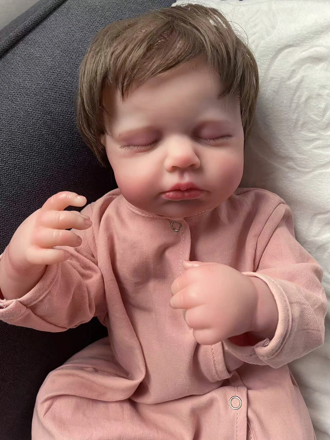 48 см Loulou Reborn Baby полностью виниловое тело для новорожденных спящий ребенок