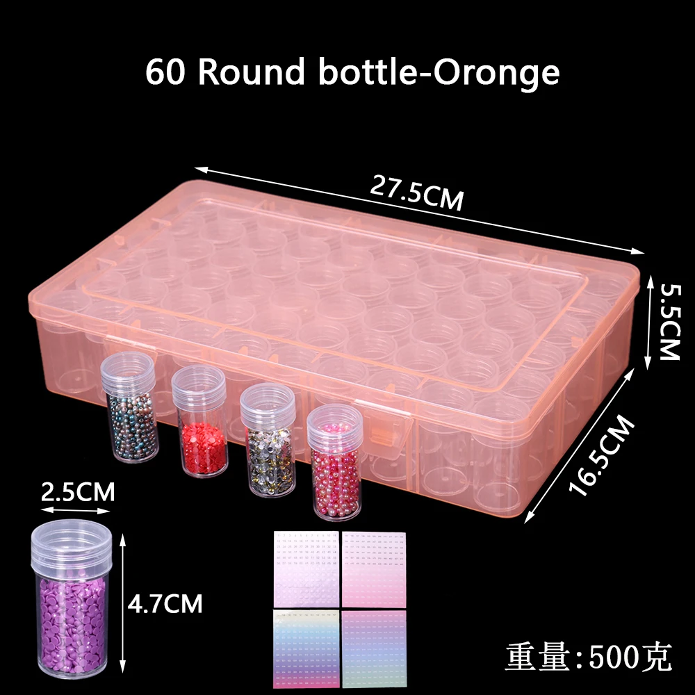 

new colour Beads Storage bottles 60 PCS Diamond Storage Bottle Diamond Painting Accessories Diamond Storage Box Beads Container
