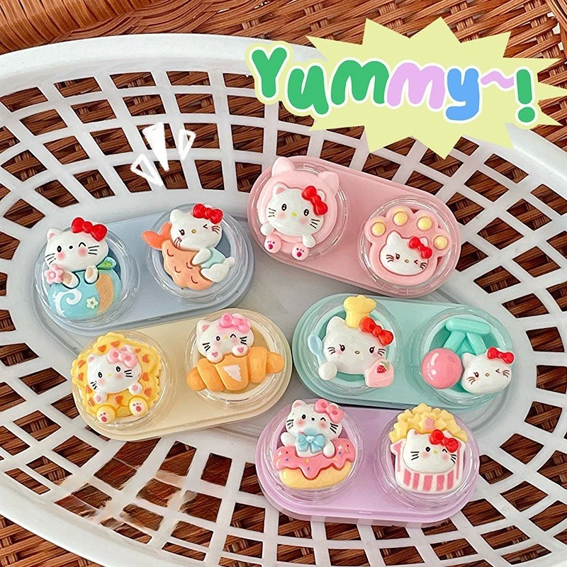 Милый чехол для контактных линз Hello Kitty Sanrio Kt Cat портативная коробка красоты
