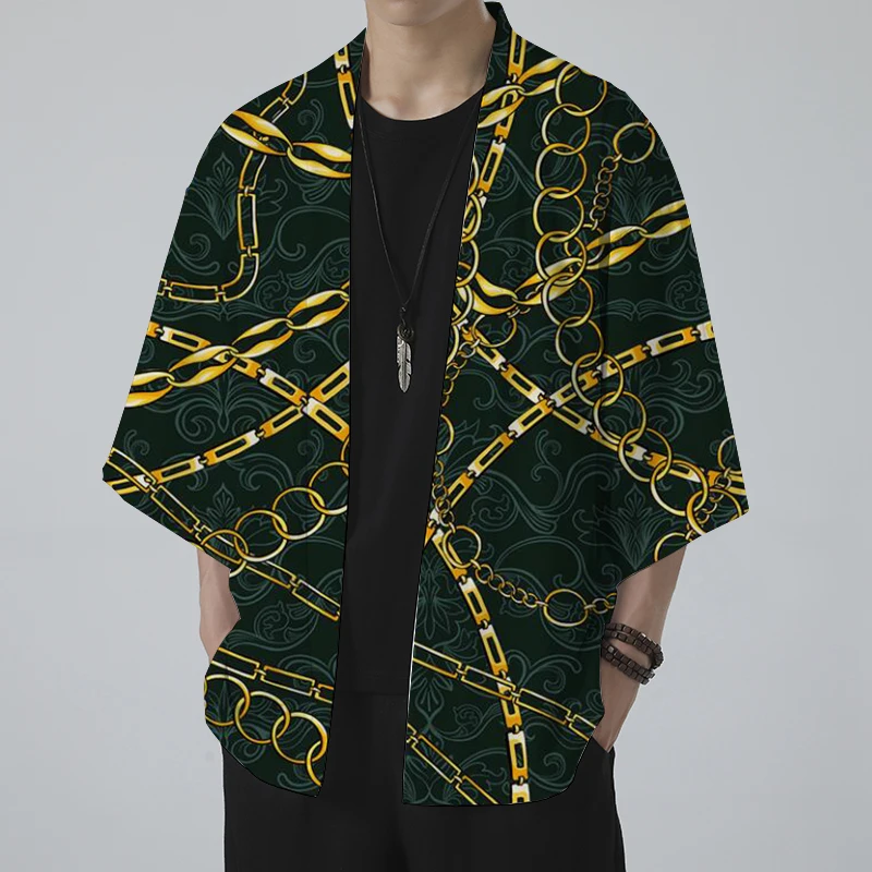 

Jackets Sunflower Poncho Men Lovers Cloak Man Woman Cape for Women Trend Coat Winyi Store Kimono Metal Chain Stamp Overcoat Man