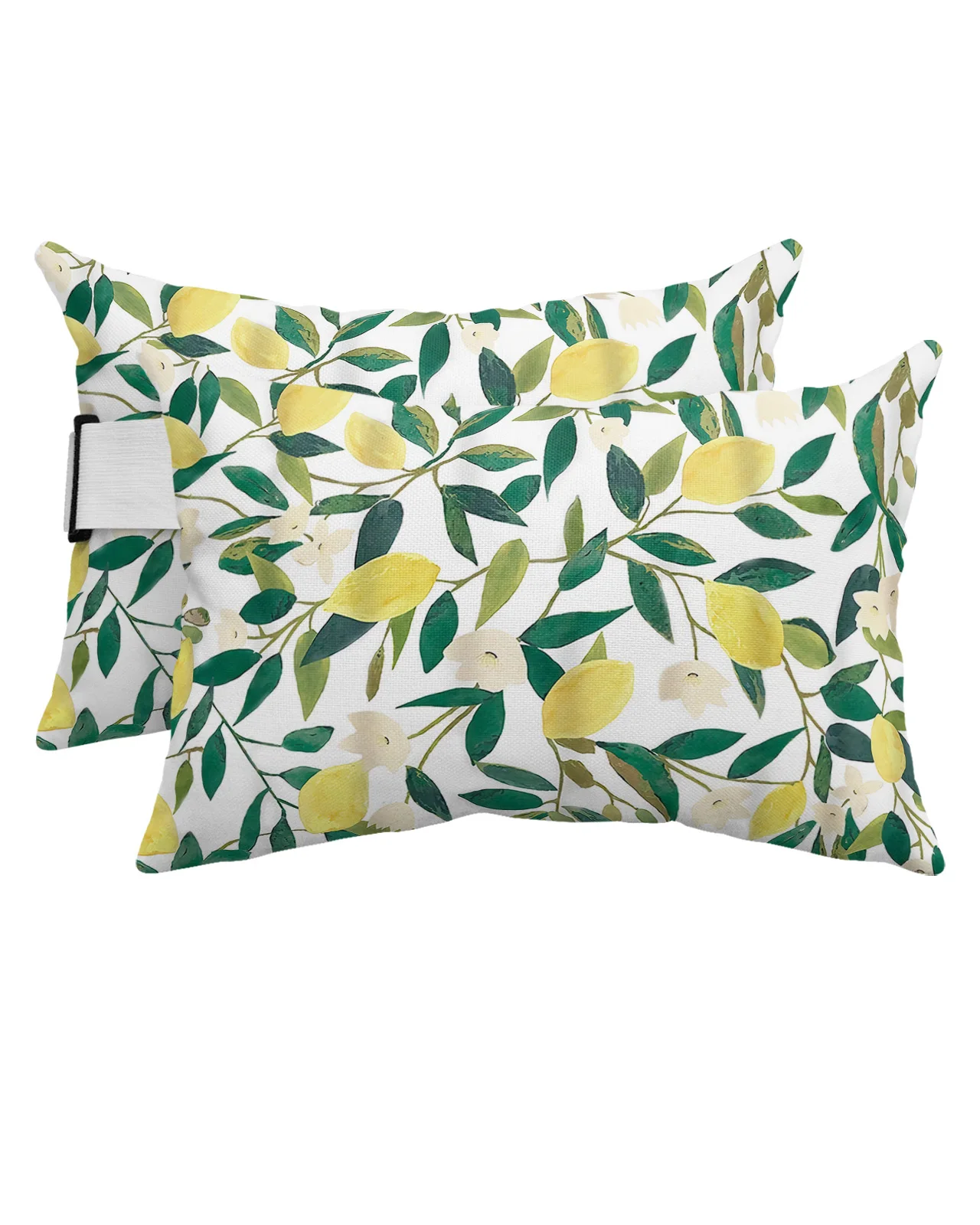 

Lemon Leaf Flower Fruit Watercolor Waterproof Pillow With Insert Adjustable Lounge Chair Recliner Head Lumbar Travel Pillow