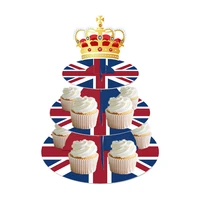 3 layers great britain uk flag birthday party paperboard paper cupcake display stand england national day party cake decorations