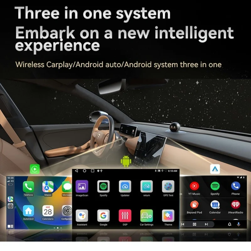 Автомобильный AI-бокс 3 в 1 беспроводной адаптер Carplay для Apple iOS Android Auto Smart USB Plug and Play