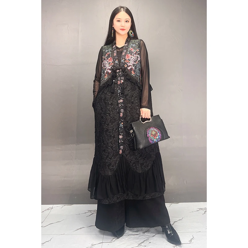 2024 Autumn New Trend Fashion Vest Sleeveless Dress Loose Fake Two-Piece Casual Outerwear