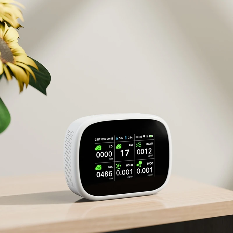 Tuya Wi-Fi 10в1 Детектор качества воздуха PM2.5 PM1.0 PM10 CO2 TVOC HCHO Тестер TFT-дисплей Измеритель