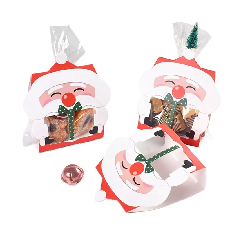 

8pcs Santa Claus Cookie Bag Paper Card Decoration For Candy Nougat Gift Packaging Kids Xmas New Year Party Favors