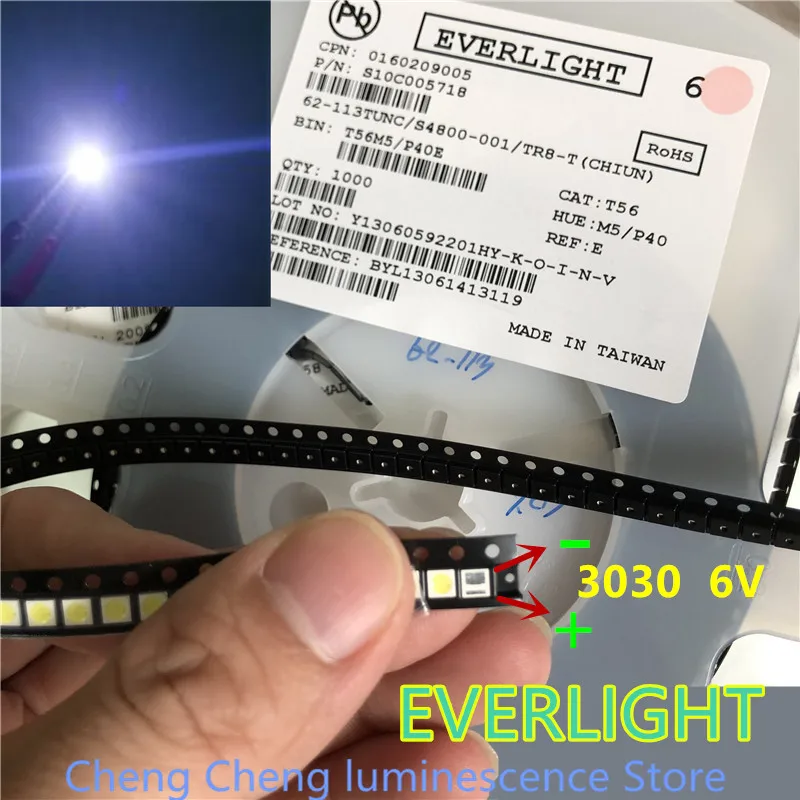 FOR  Lampu Latar LED High Power LED 1.8W 3030 3V/ 6V Keren Putih 150-187LM PT30W45 V1 Aplikasi TV 3030 SMD Everlight