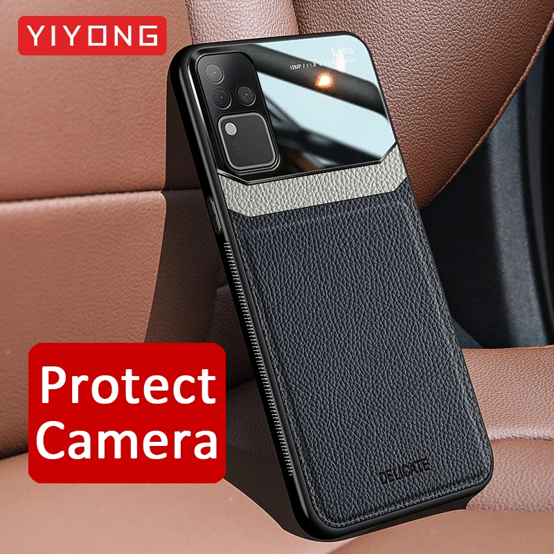 Для VivoV30 Pro Чехол YIYONG мягкая рамка кожаная текстура ПК чехол для Vivo V30 V29 Lite V29E V29Lite 5G