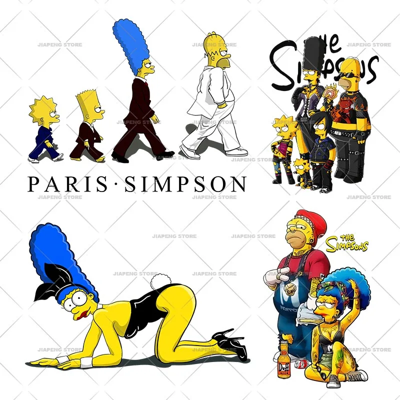 

The Simpsons Print Heat Transfers Vinyl Stickers for Clothes Bart Homer Cartoon Iron on Patch on Clothing T-shirt Applique Badge