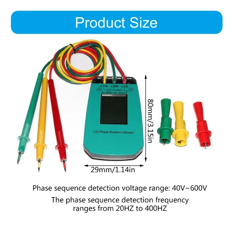 Ручной измеритель порядка фаз 3-х фазный тестер для промышленного и домашнего