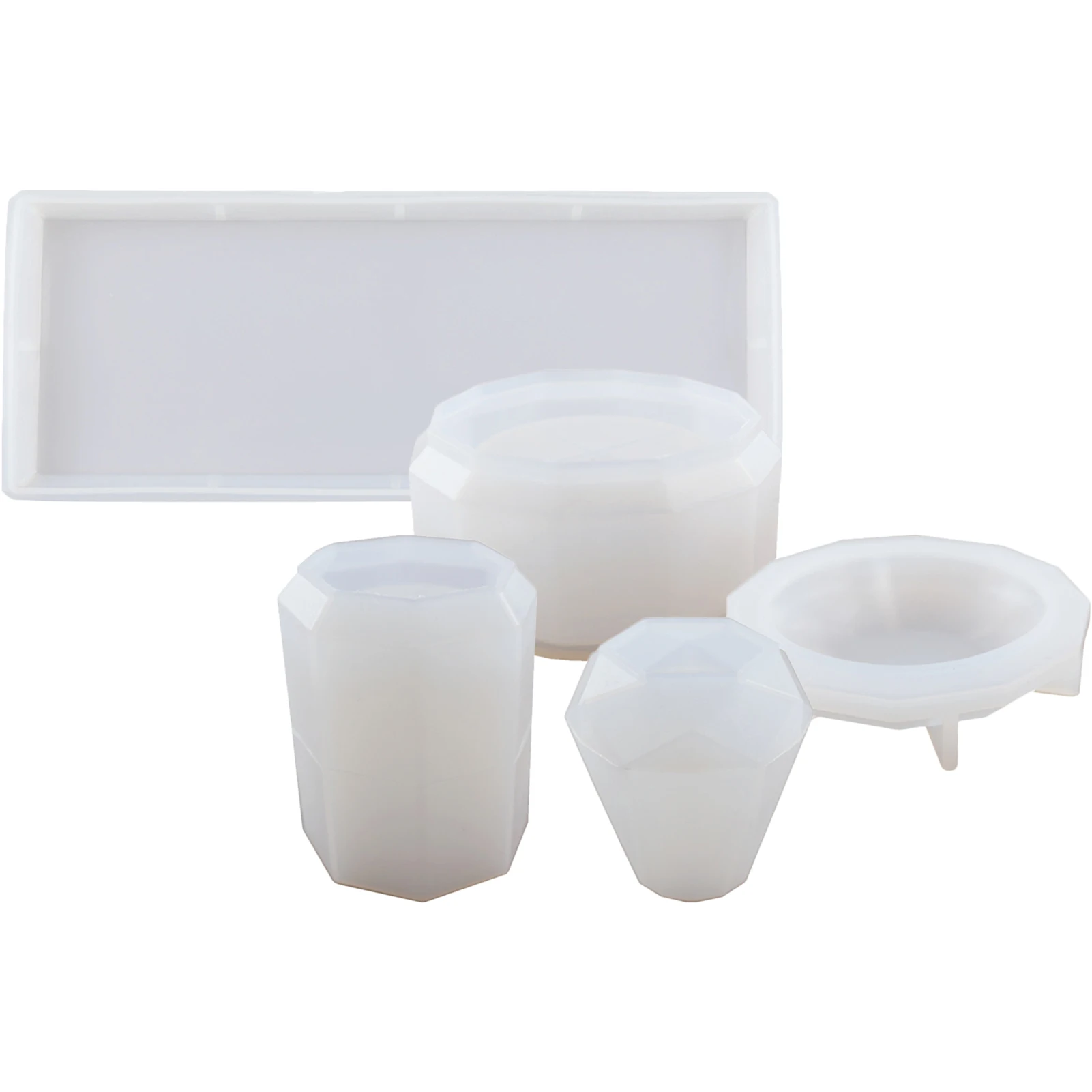 

4pcs Resin Molds For Bathroom Accessories Set Bathroom Toothbrush Toothbrush Cup Jar With Lid Silicone Molds Toilet Countertop