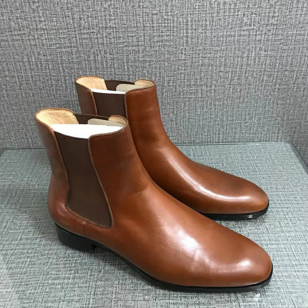 

Высокие ботинки, роскошные коричневые, из натуральной кожи, на низком каблуке, Повседневная британская обувь на плоской подошве, лоферы для ...