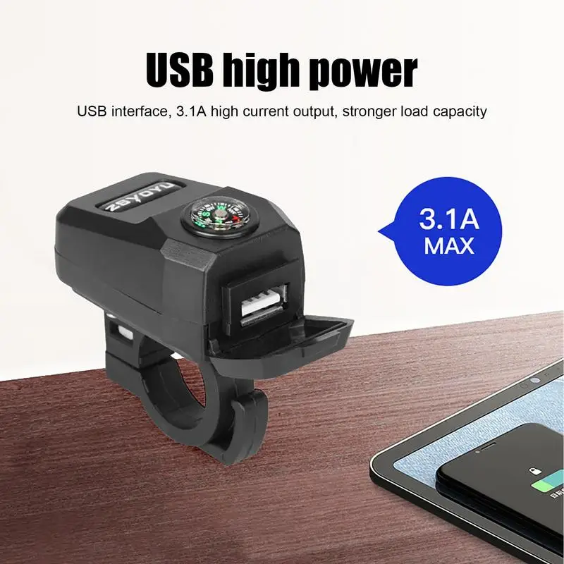 

Motorcycle USB Fast Charger Motorbike Handlebar Fast Charging Socket Adapter Bike Waterproof Dual USB Port Quick Charger