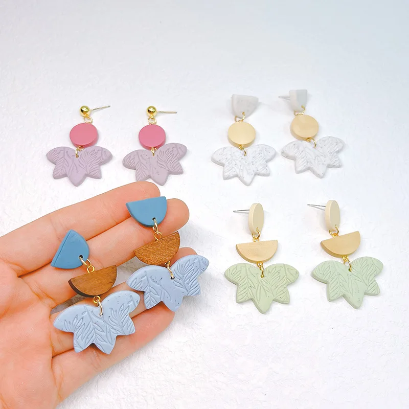 

Лидер продаж, геометрические камуфляжные серьги INS из мягкой керамики, женский модный дизайн, ощущение, полимерная глина, металлическая пан...