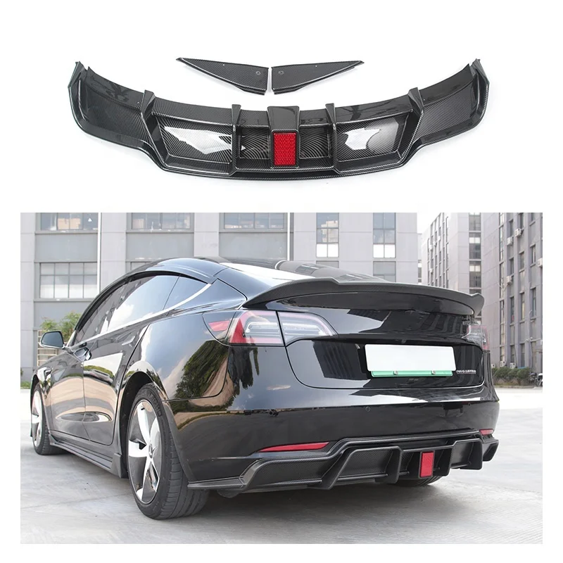 

Accessories Carbon Fiber Body Kit Rear Bumper Lip Rear Diffuser Spoiler For Tesla Model 3
