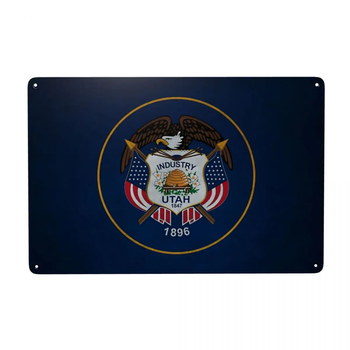 Металлическая жестяная вывеска с флагом Юты новинка винтажная табличка домашняя