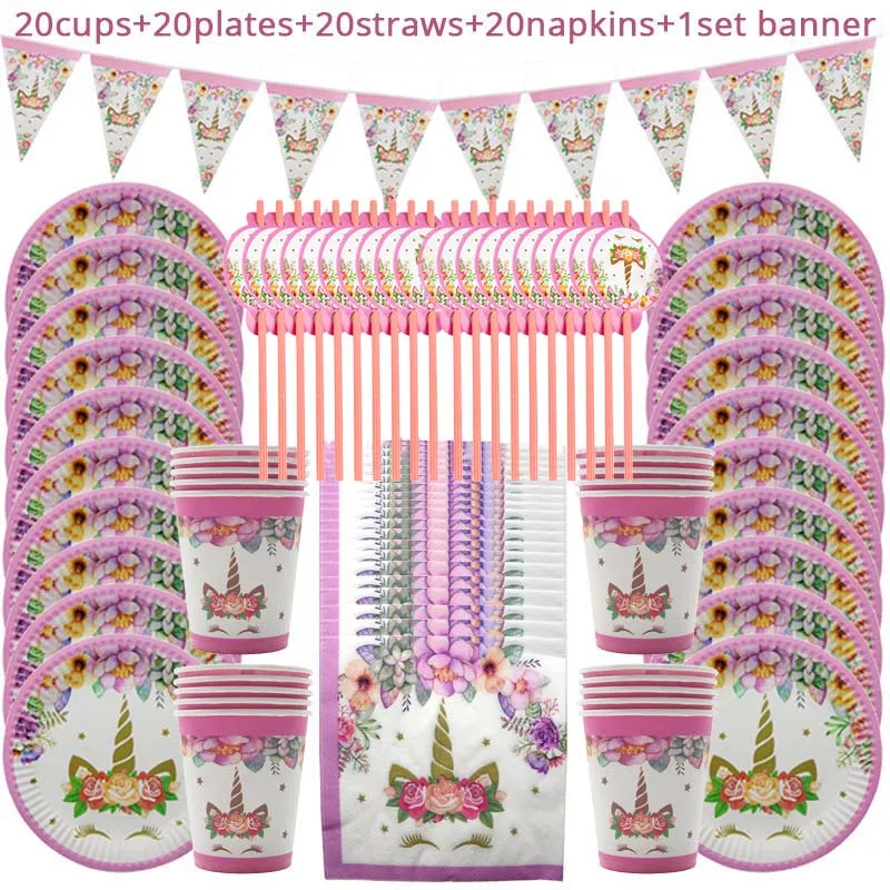 

Набор одноразовой посуды для вечеринки в стиле единорогов