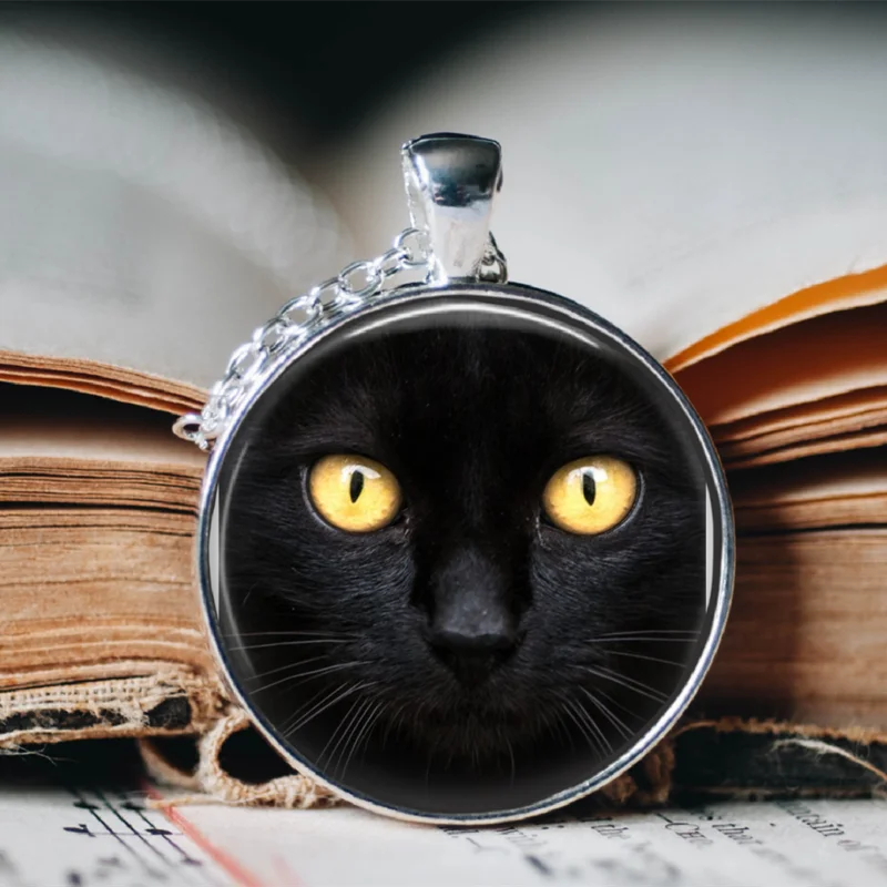 

Cute Black Cat Glass Pendant Chain Necklace For Women Girl Animal Charm Jewelry Gift Accessories