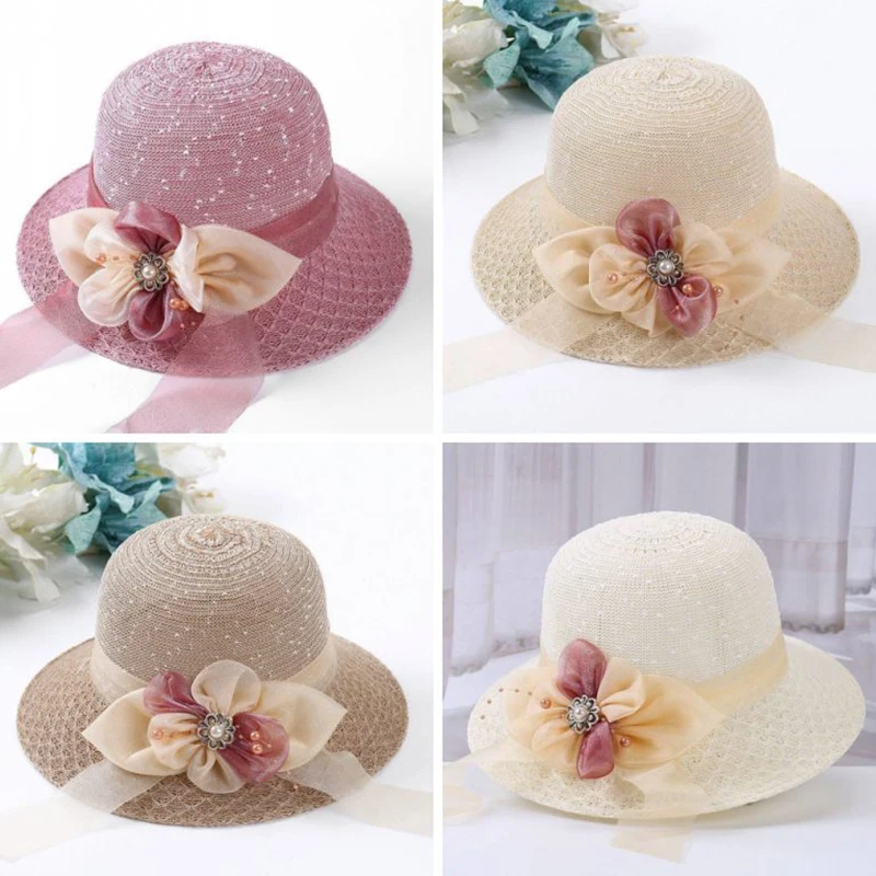 Летние шляпы от солнца с бантом и лентой для улицы женские широкими полями