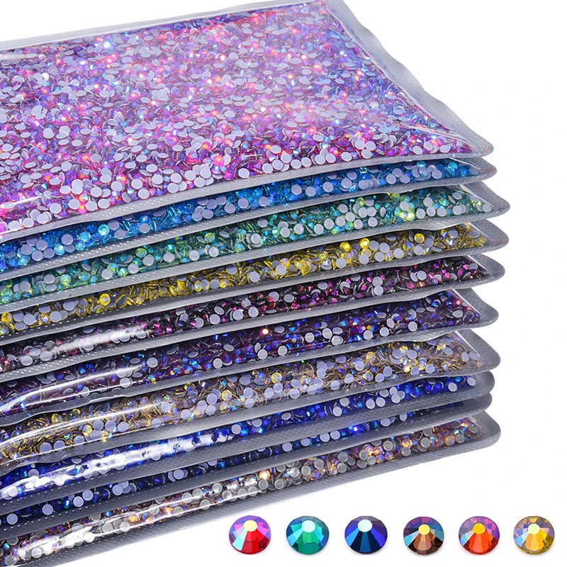 

14400Pcs/Bulk Bag Wholesale High Quality Crystal AB Hotfix Rhinestones SS6-SS20 Crystal Hot Fix Rhinestone G029